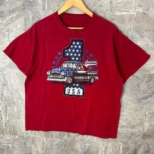 Red vintage USA truck tee clothing Men's‎ size Large #Cars #American Flag
